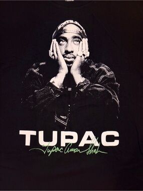 Black Tupac Graphic Short Sleeve Tee